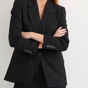 J Crew Willa Blazer Wool Blend Black Size 14 Preppy Professional Career